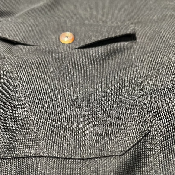 Black corduroy button down shirt. Red flannel on inside of collar/sleeves - Picture 4 of 5
